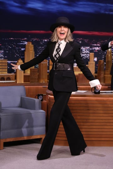 Una sonriente Diane Keaton en el programa de Jimmy Fallon en abril de 2014.