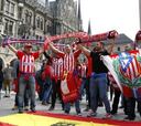 La afición del Atlético de Madrid toma las calles de Múnich