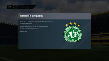 Así es el homenaje de FIFA 17 al Chapecoense brasileño