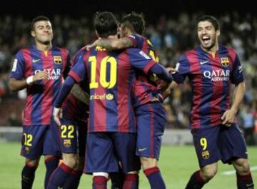 6-0. Messi celebró el sexto gol.