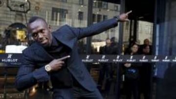 El atleta jamaicano Usain Bolt posa durante un acto publicitario en Nueva York.