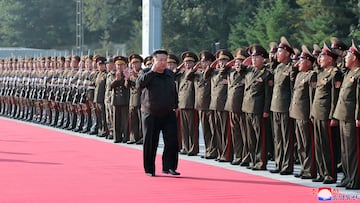 North Korean leader Kim Jong Un inspects the headquarters of the 2nd Corps of North Korean army, October 17, 2024, in this photo released by North Korea's official Korean Central News Agency. KCNA via REUTERS ATTENTION EDITORS - THIS IMAGE WAS PROVIDED BY A THIRD PARTY. REUTERS IS UNABLE TO INDEPENDENTLY VERIFY THIS IMAGE. NO THIRD PARTY SALES. SOUTH KOREA OUT. NO COMMERCIAL OR EDITORIAL SALES IN SOUTH KOREA.