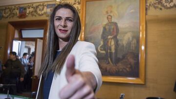 Ana Guevara durante una conferencia