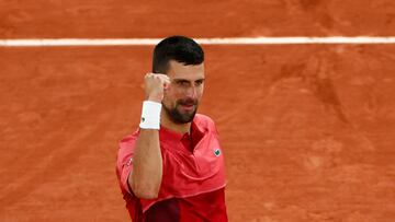 Tennis - French Open - Roland Garros, Paris, France - May 28, 2024 Serbia's Novak Djokovic reacts after winning his first round match against France's Pierre-Hugues Herbert REUTERS/Gonzalo Fuentes