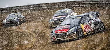 Épica final del Rallycross bajo una intensa nevada en Portugal