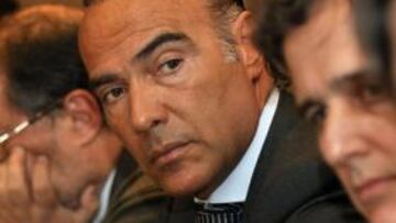 <b>COMPARECIERON. </b>Peña, Vergara, Oliver (en el centro), Sacristán y Zulategui, ayer.