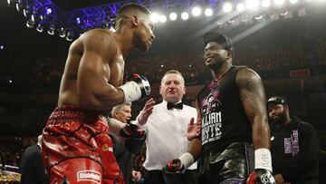 Anthony Joshua y Dillian Whyte antes de su combate en 2015.