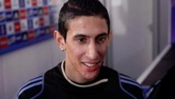 <b>ESTÁ FELIZ. </b>Di María, ayer, después de hablar del Real Madrid.