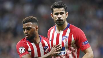 Lemar, junto a Costa, durante un partido de la Champions.