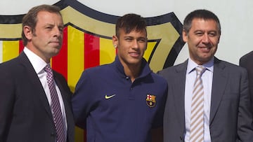 Rosell, Neymar y Bartomeu.