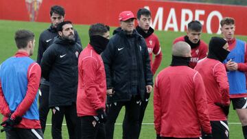 Gallego, durante el entrenamiento del Sporting el pasado viernes. 