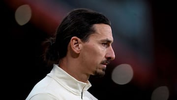 Ibrahimovic durante el entrenamiento con el Milan antes de un partido.