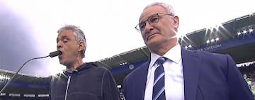 Ranieri with Bocelli as Leicester City win the Premier League.