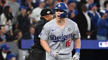 Oct 25, 2025; Toronto, Ontario, CAN; Los Angeles Dodgers catcher Will Smith (16) celebrates after hitting a solo home run against the Toronto Blue Jays in the seventh inning during game two of the 2025 MLB World Series at Rogers Centre. Mandatory Credit: Dan Hamilton-Imagn Images