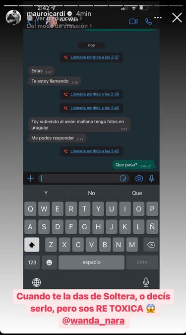 Los mensajes privados con Wanda Nara que publicó Mauro Icardi: “Sos re tóxica”