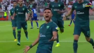 Paulo D&iacute;az celebra su gol contra Al Hilal por semifinales de la Arab Club Champions Cup.