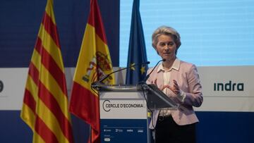 La presidenta de la Comisi&oacute;n Europea, &Uacute;rsula von der Leyen, durante su intervenci&oacute;n e el C&iacute;rculo de Econom&iacute;a de Barcelona.