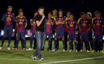 Tito Vilanova durante la presentación del equipo en el Camp Nou para la temporada 2012-2013.