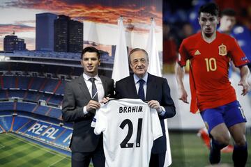 El jugador malagueño, Brahim Díaz, ha sido presentado como nuevo jugador del Real Madrid en el estadio Santiago Bernabéu.