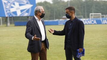 El presidente del Deportivo Antonio Couceiro y Borja Jiménez.