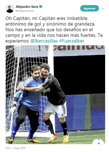 Deportistas, políticos, famosos... mandan fuerzas a Iker Casillas