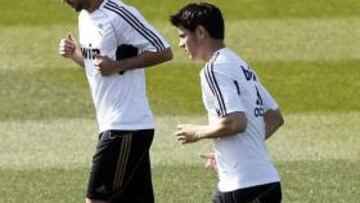 Morata, ayer junto a Albiol.