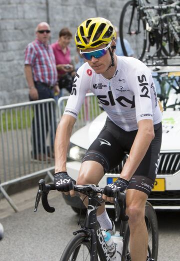 Chris Froome antes de comenzar la etapa.