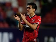 Tijuana's midfielder #19 Gilberto Mora reacts during the Liga MX Apertura football tournament match between San Luis and Tijuana at Alfonso Lastras stadium in San Luis Potosi, Mexico on September 14, 2025. (Photo by Mario ARMAS / AFP)