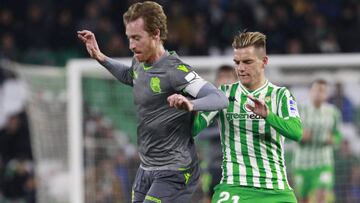 Zurutuza y Lo Celso durante un partido de Copa entre el Betis y la Real Sociedad. 