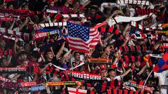 GENOA, ITALY - SEPTEMBER 25: Fans of Genoa wave an US flag to welcome clubs new owners before the Serie A match between Genoa CFC and Hellas Verona FC at Stadio Luigi Ferraris on September 25, 2021 in Genoa, Italy. (Photo by Getty Images)