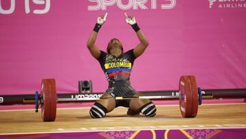 Camila Lob&oacute;n, medallista de oro en levantamiento de pesas en los Juegos Panamericanos Lima 2019.