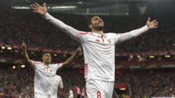 Iborra celebra su gol ante el Athletic.