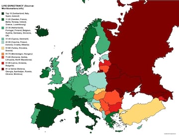 Datos de los países con mayor esperanza de vida / Worldometer