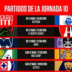 Liga MX: Fechas y horarios de la jornada 10, Clausura 2022