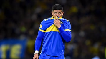 BUENOS AIRES, ARGENTINA - SEPTEMBER 19: Marcos Rojo of Boca Juniors gestures during a match between Boca Juniors and Huracan as part of Liga Profesional 2022 at Estadio Alberto J. Armando on September 19, 2022 in Buenos Aires, Argentina. (Photo by Marcelo Endelli/Getty Images)