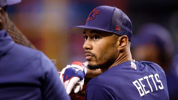 PHOENIX, ARIZONA - MARCH 10: Mookie Betts #3 of Team USA is seen during a workout before the start of the World Baseball Classic at Chase Field on March 10, 2023 in Phoenix, Arizona.   Chris Coduto/Getty Images/AFP (Photo by Chris Coduto / GETTY IMAGES NORTH AMERICA / Getty Images via AFP)