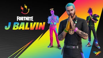 Arte oficial del skin J Balvin en Fortnite, y sus diferentes estilos