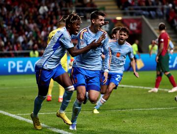 0-1. Álvaro Morata celebra el primer gol.