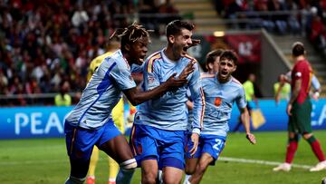 0-1. Álvaro Morata celebra el primer gol.