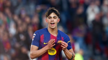 BARCELONA, 07/02/2026.- El centrocampista del Barcelona Marc Bernal celebra su gol ante el Mallorca durante el partido de LaLiga de fútbol entre el Barcelona y el Mallorca, este sábado en el Camp Nou. EFE/Quique Garcia