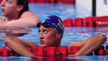 Mireia Belmonte nada más terminar la final de los 1.500 metros, en la que se quedo a las puertas de la medalla.