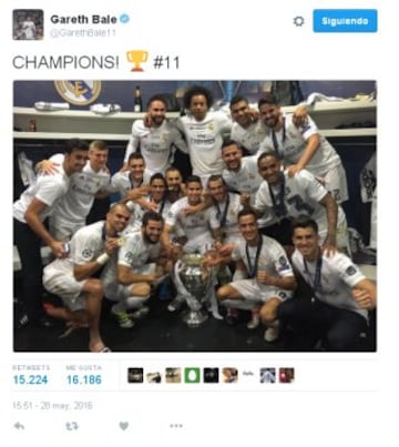 La celebración de los jugadores del Real Madrid en las redes sociales