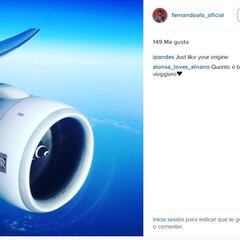 Alonso cuelga la foto de un motor de avión tras la polémica