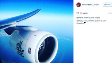 Alonso cuelga la foto de un motor de avión tras la polémica