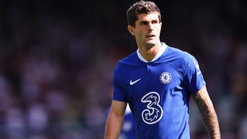 LEEDS, ENGLAND - AUGUST 21: Christian Pulisic of Chelsea  during the Premier League match between Leeds United and Chelsea FC at Elland Road on August 21, 2022 in Leeds, United Kingdom. (Photo by Robbie Jay Barratt - AMA/Getty Images)