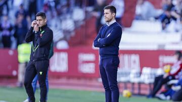 Alessio Lisci, entrenador del Mirandés, durante el partido ante el Albacete en el Carlos Belmonte.