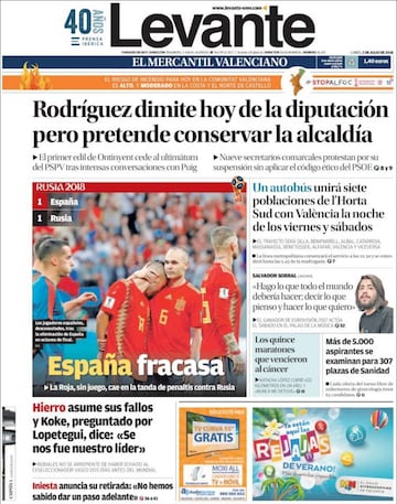 Las portadas de la prensa tras la eliminación de España