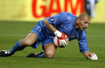 Abbiati durante un partido de la UEFA con el Atlético de Madrid.