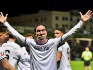 José Campaña, tras marcar en el Ceuta-Cultural.