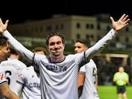 José Campaña, tras marcar en el Ceuta-Cultural.